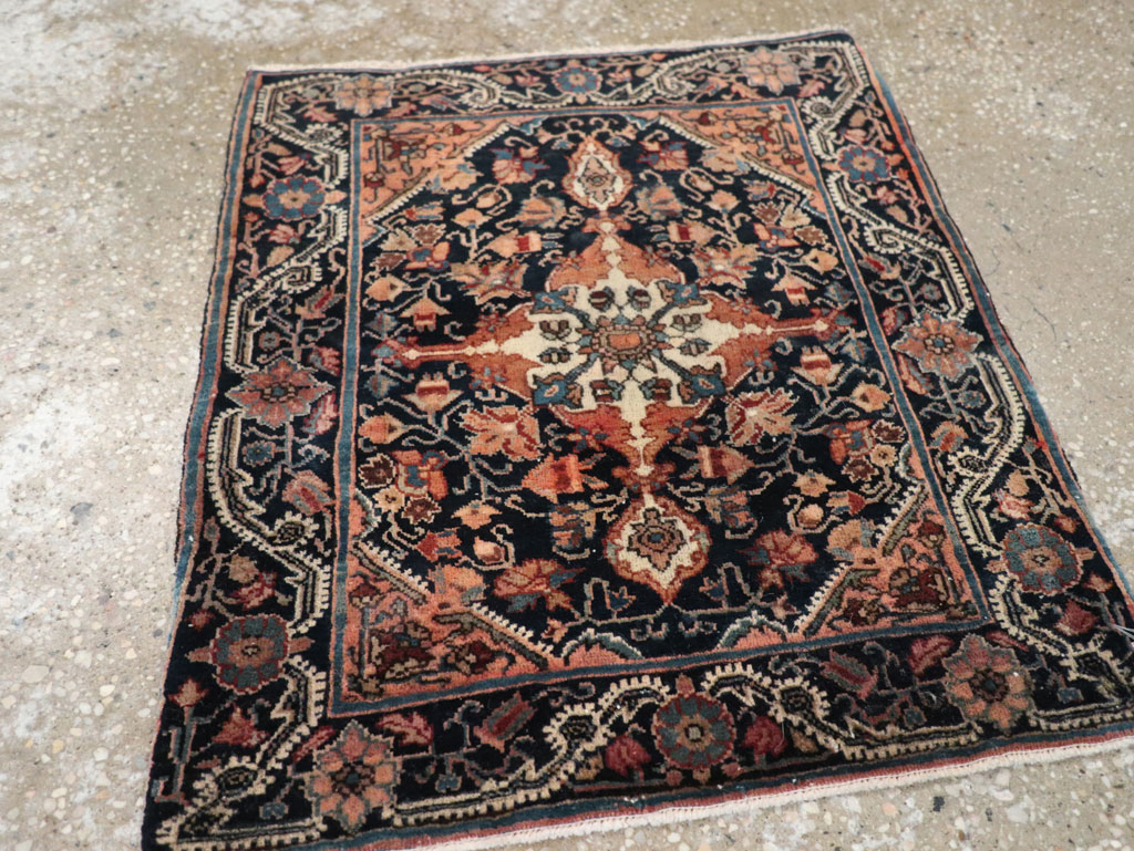 Antique Persian Sarouk Throw Rug, No.32486 - Staging