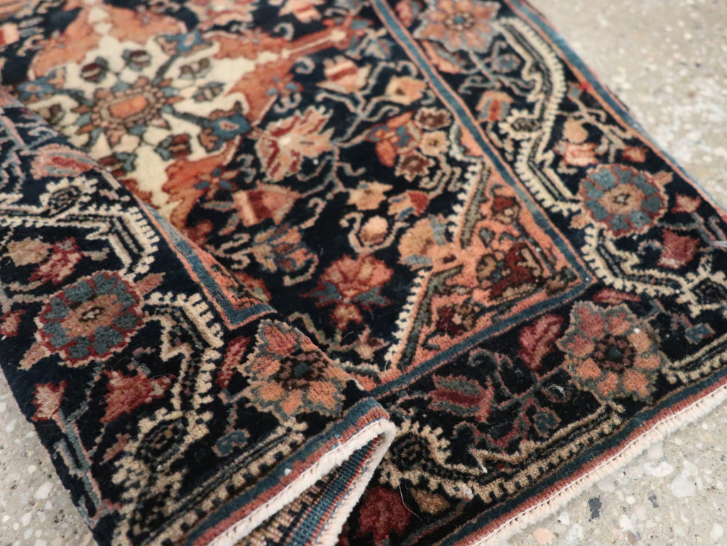 Antique Persian Sarouk Throw Rug, No.32486 - Staging