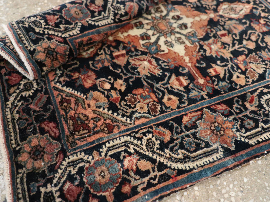 Antique Persian Sarouk Throw Rug, No.32486 - Staging