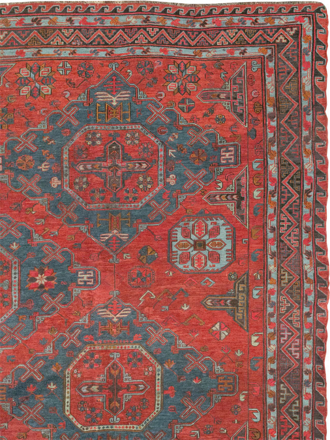 Antique Central Asian Soumak Room Size Carpet, No.32489 - Staging