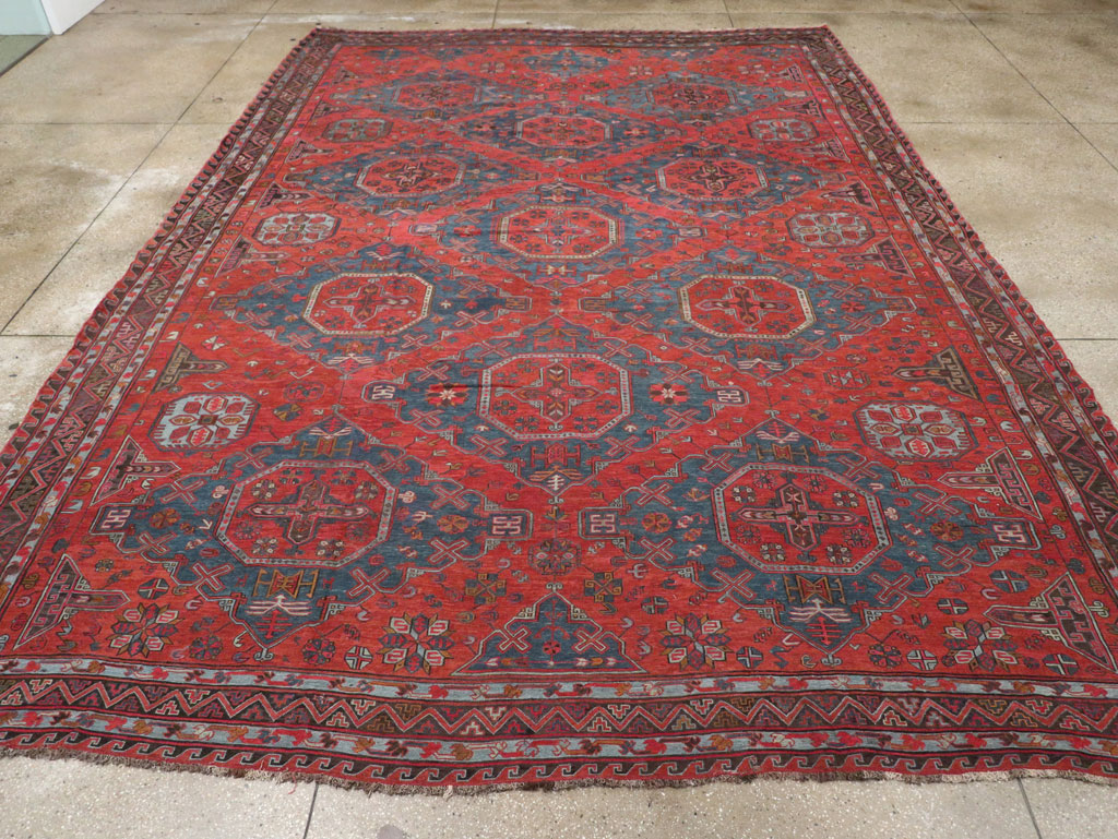 Antique Central Asian Soumak Room Size Carpet, No.32489 - Staging
