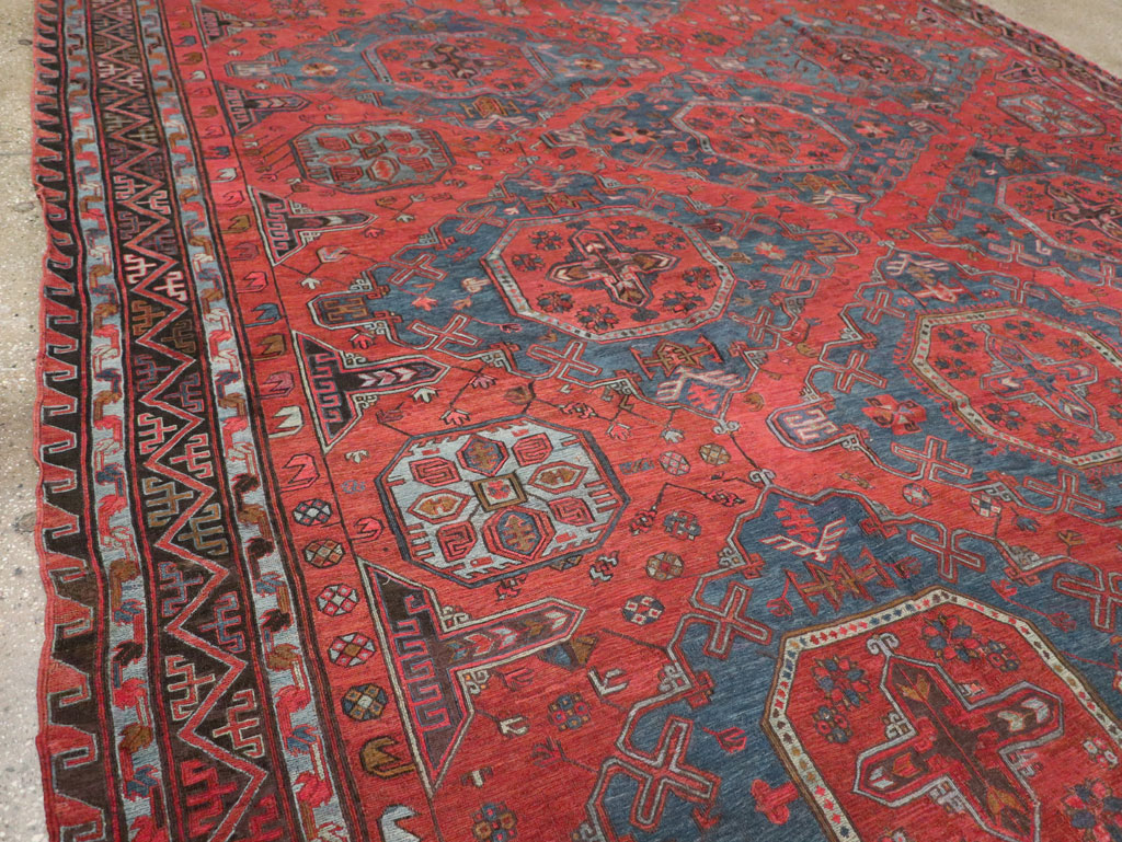 Antique Central Asian Soumak Room Size Carpet, No.32489 - Staging