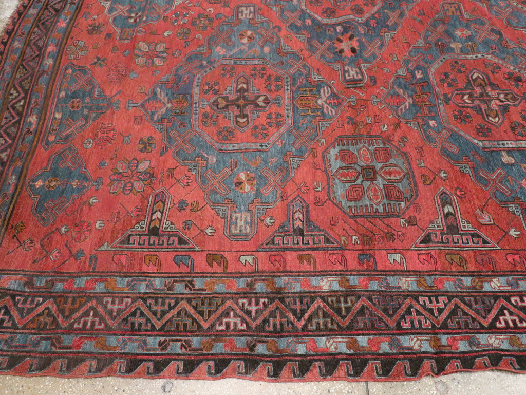 Antique Central Asian Soumak Room Size Carpet, No.32489 - Staging