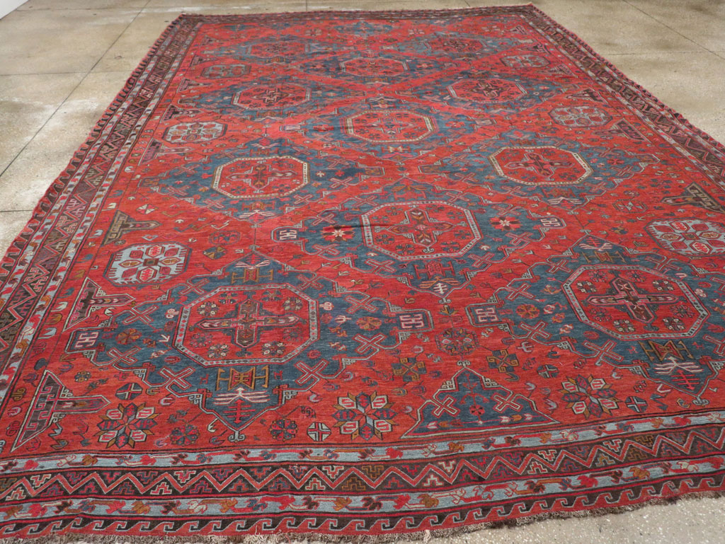 Antique Central Asian Soumak Room Size Carpet, No.32489 - Staging