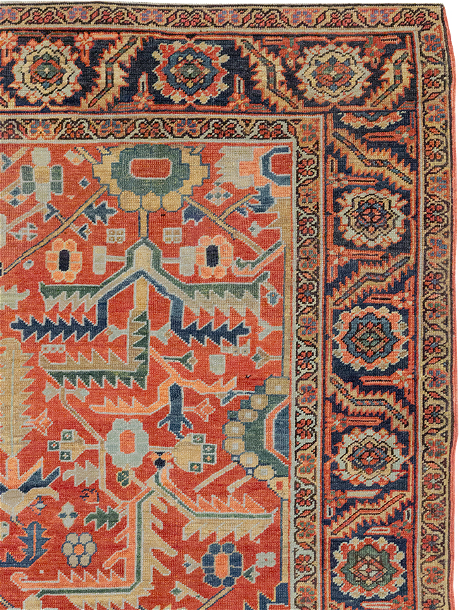 Antique Persian Heriz Room Size Carpet, No.32491 - Staging
