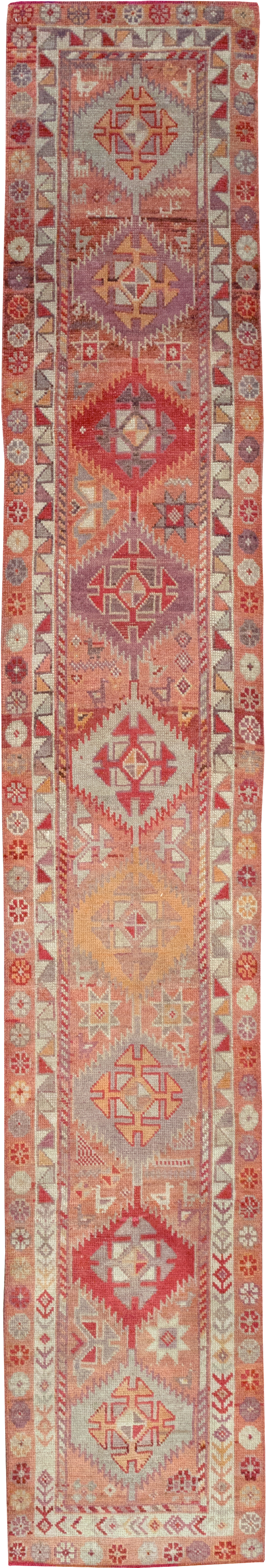 Vintage Turkish Oushak Runner, No.32494 - Staging