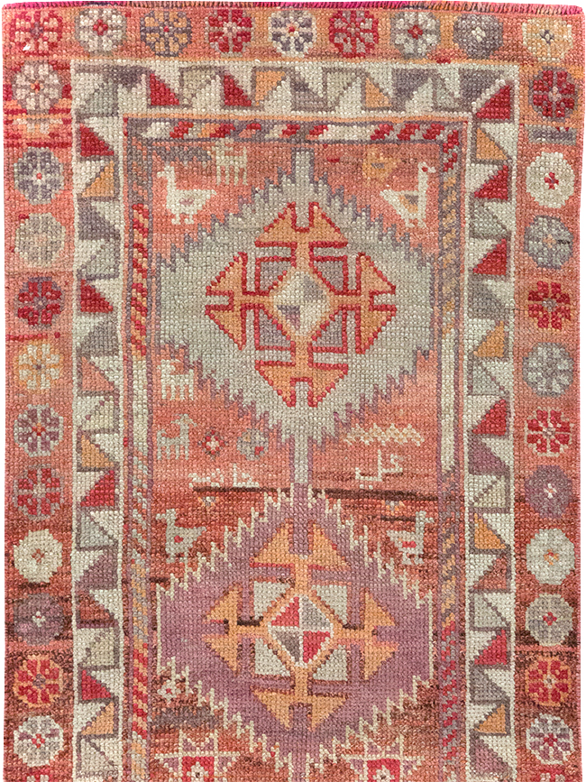Vintage Turkish Oushak Runner, No.32494 - Staging