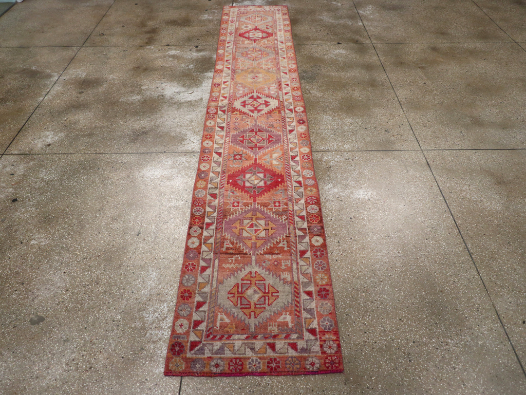 Vintage Turkish Oushak Runner, No.32494 - Staging