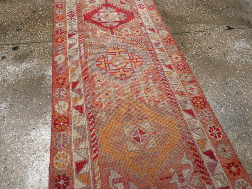 Vintage Turkish Oushak Runner, No.32494 - Staging