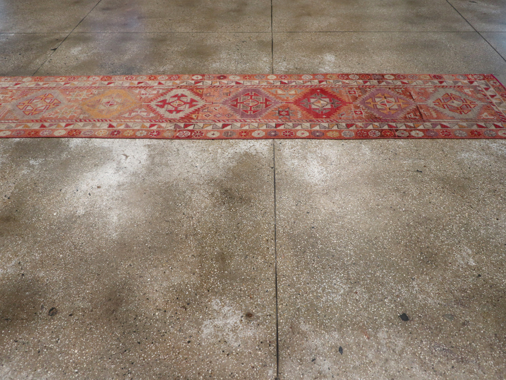 Vintage Turkish Oushak Runner, No.32494 - Staging