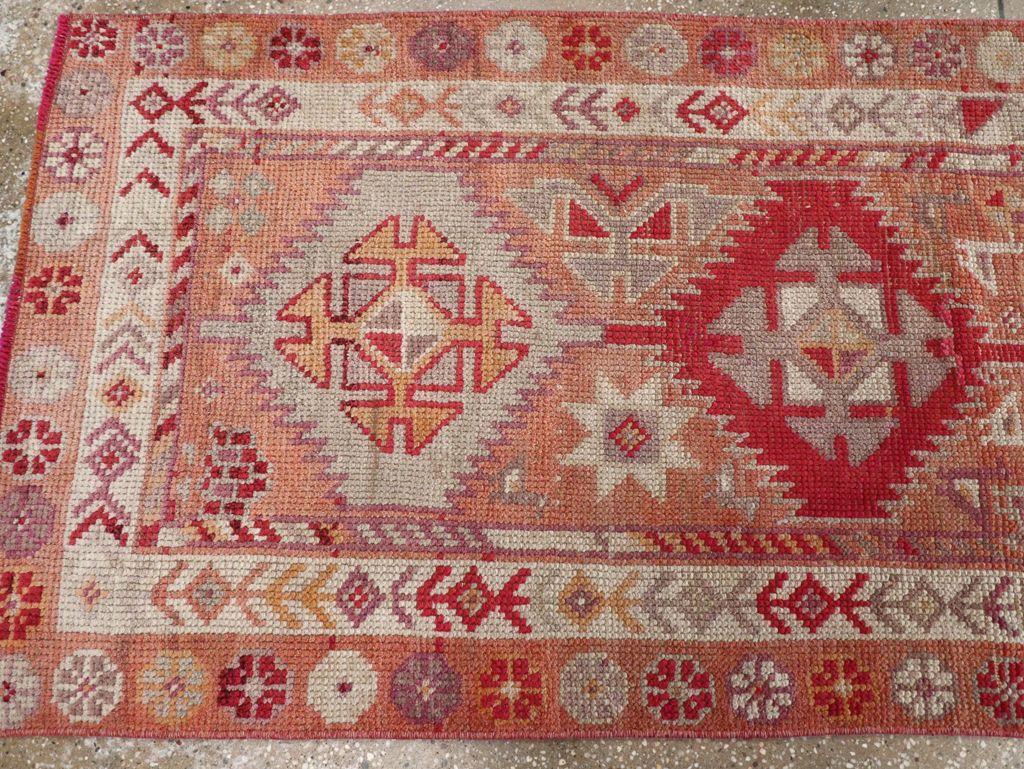 Vintage Turkish Oushak Runner, No.32494 - Staging