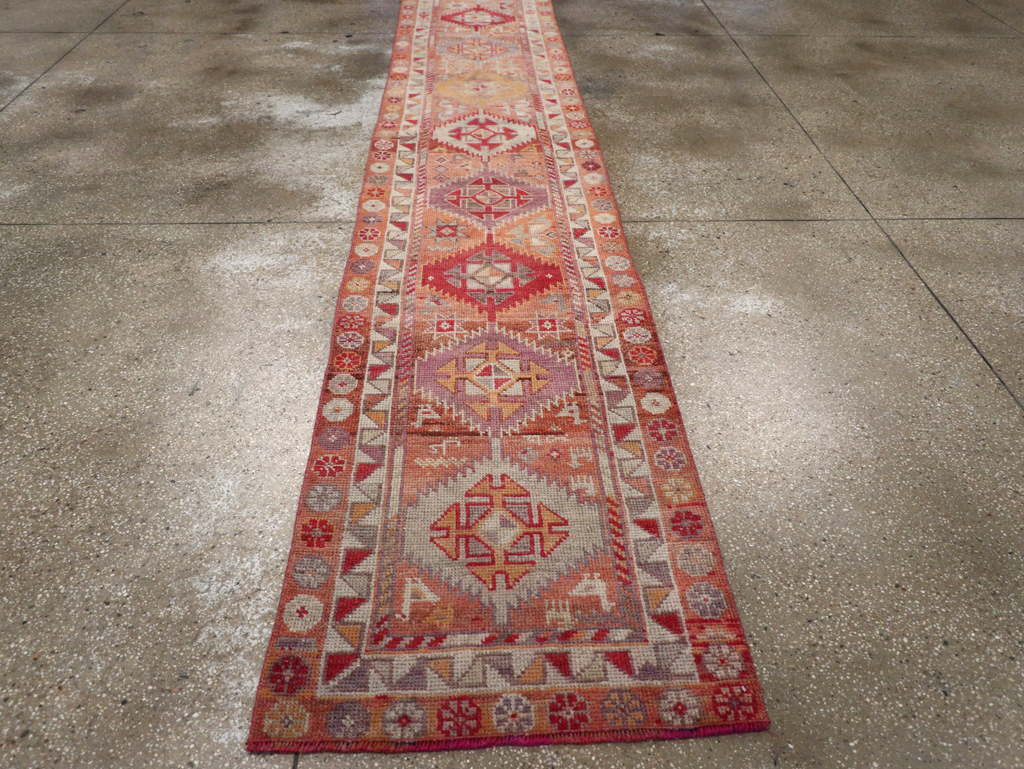 Vintage Turkish Oushak Runner, No.32494 - Staging