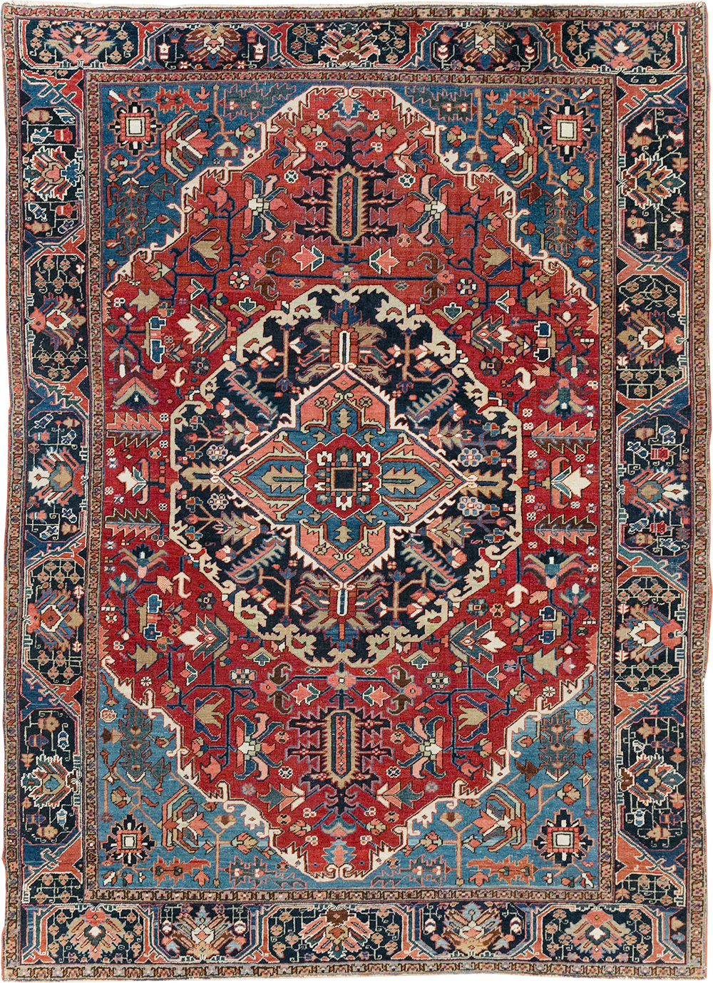 Antique Persian Heriz Small Room Size Carpet, No.32497 - Staging