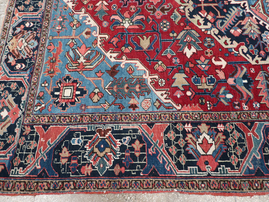 Antique Persian Heriz Small Room Size Carpet, No.32497 - Staging
