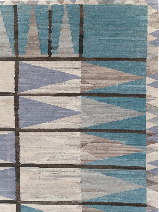 Modern Turkish Flatweave Large Carpet, No.32499 - Staging