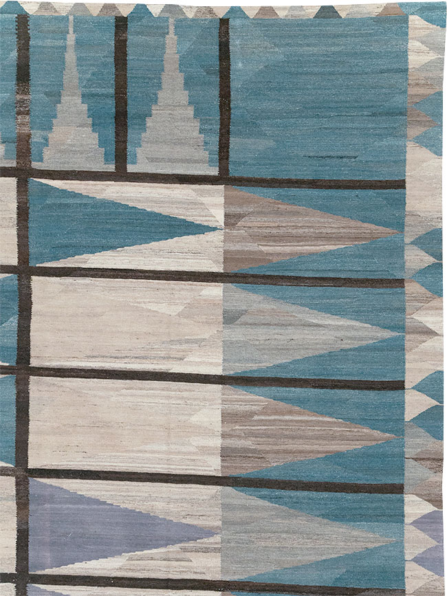 Modern Turkish Flatweave Large Carpet, No.32499 - Staging
