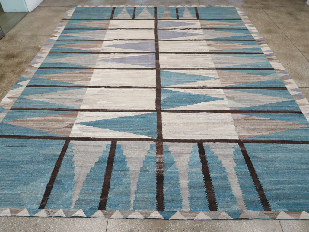 Modern Turkish Flatweave Large Carpet, No.32499 - Staging