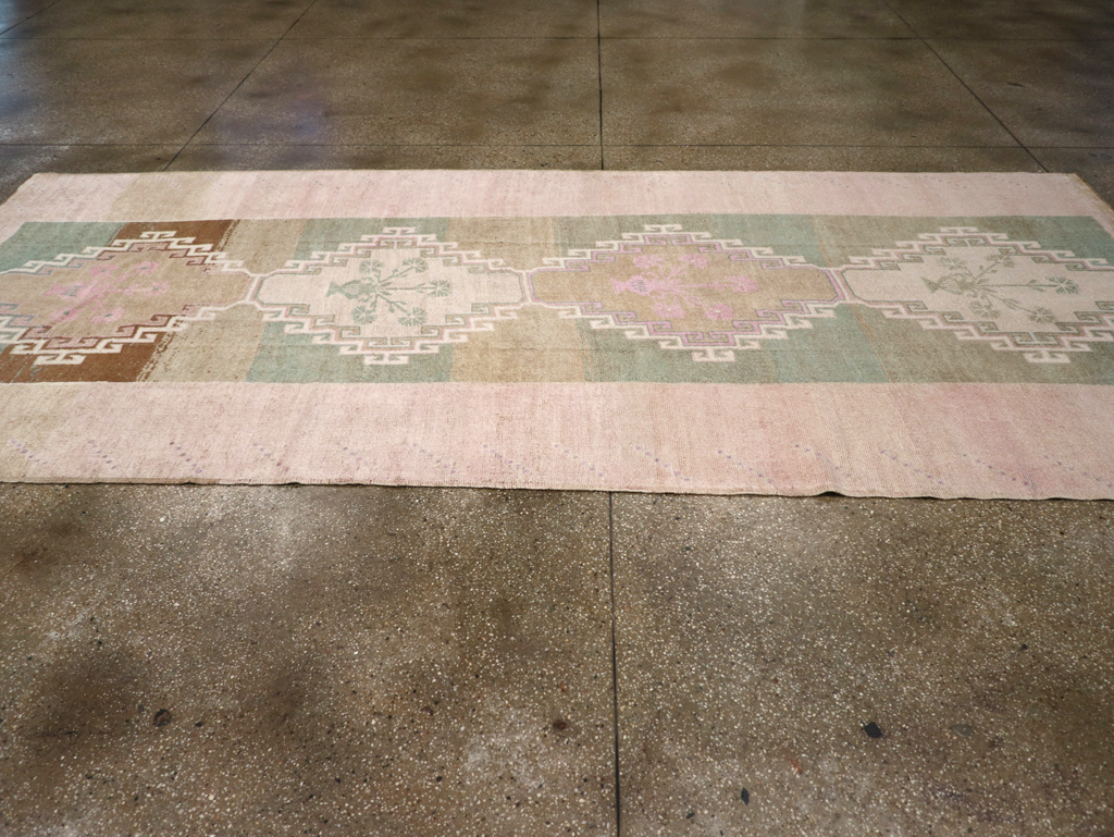 Vintage Turkish Anatolian Wide Gallery Runner, No.32503 - Staging