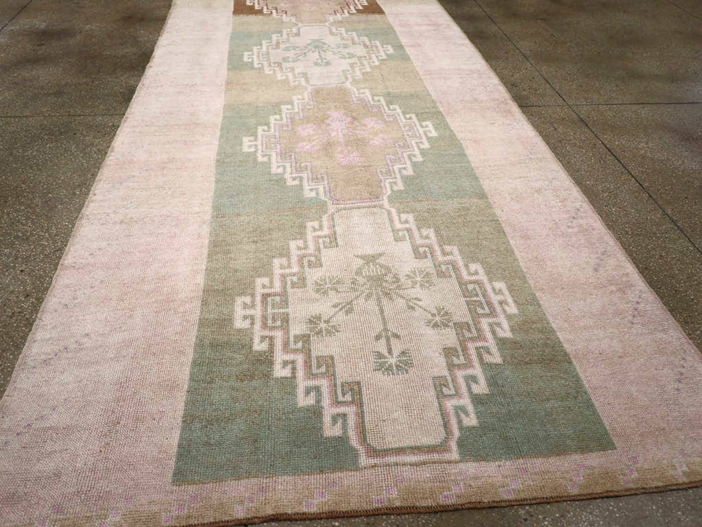 Vintage Turkish Anatolian Wide Gallery Runner, No.32503 - Staging