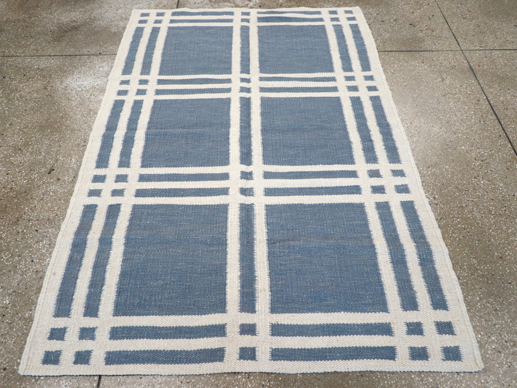 Swedish Inspired Contemporary Turkish Flatweave Accent Rug, No.32505 - Staging