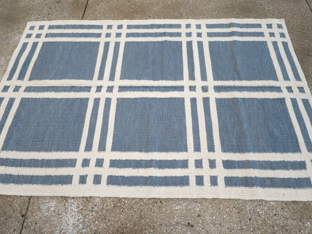 Swedish Inspired Contemporary Turkish Flatweave Accent Rug, No.32505 - Staging