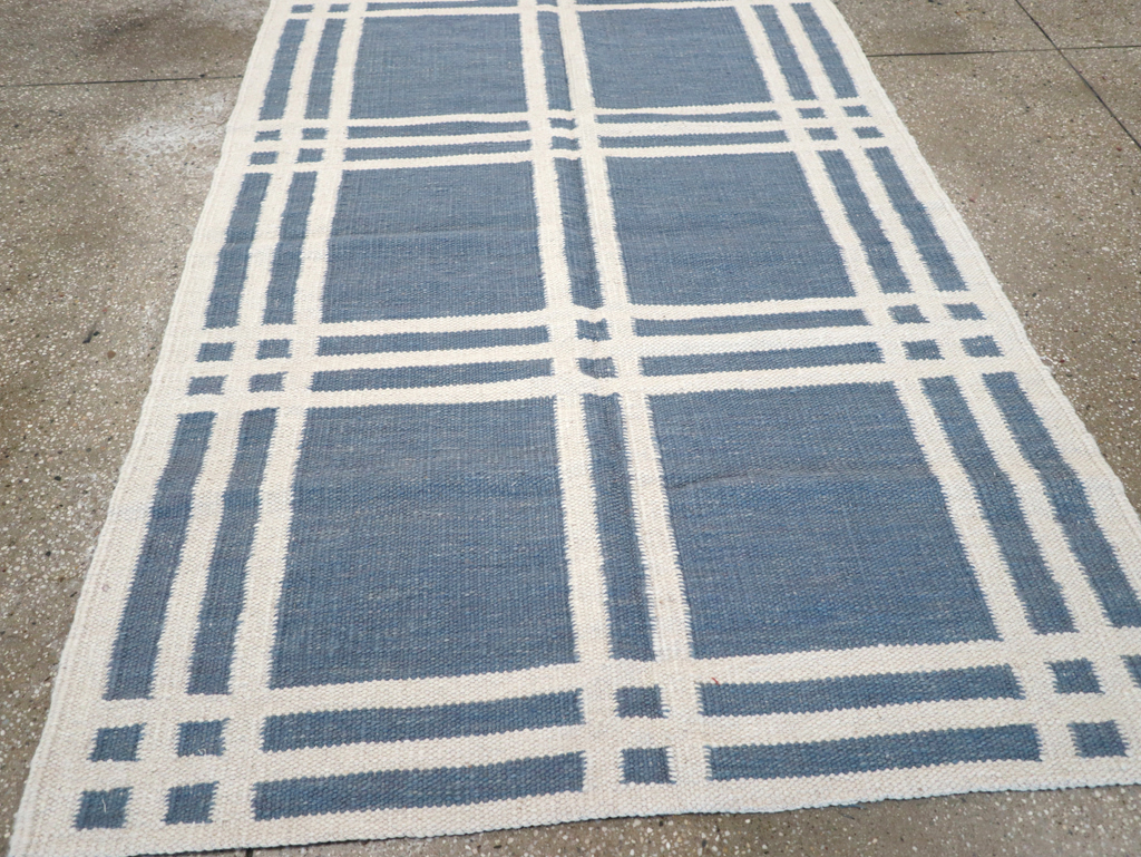 Swedish Inspired Contemporary Turkish Flatweave Accent Rug, No.32505 - Staging