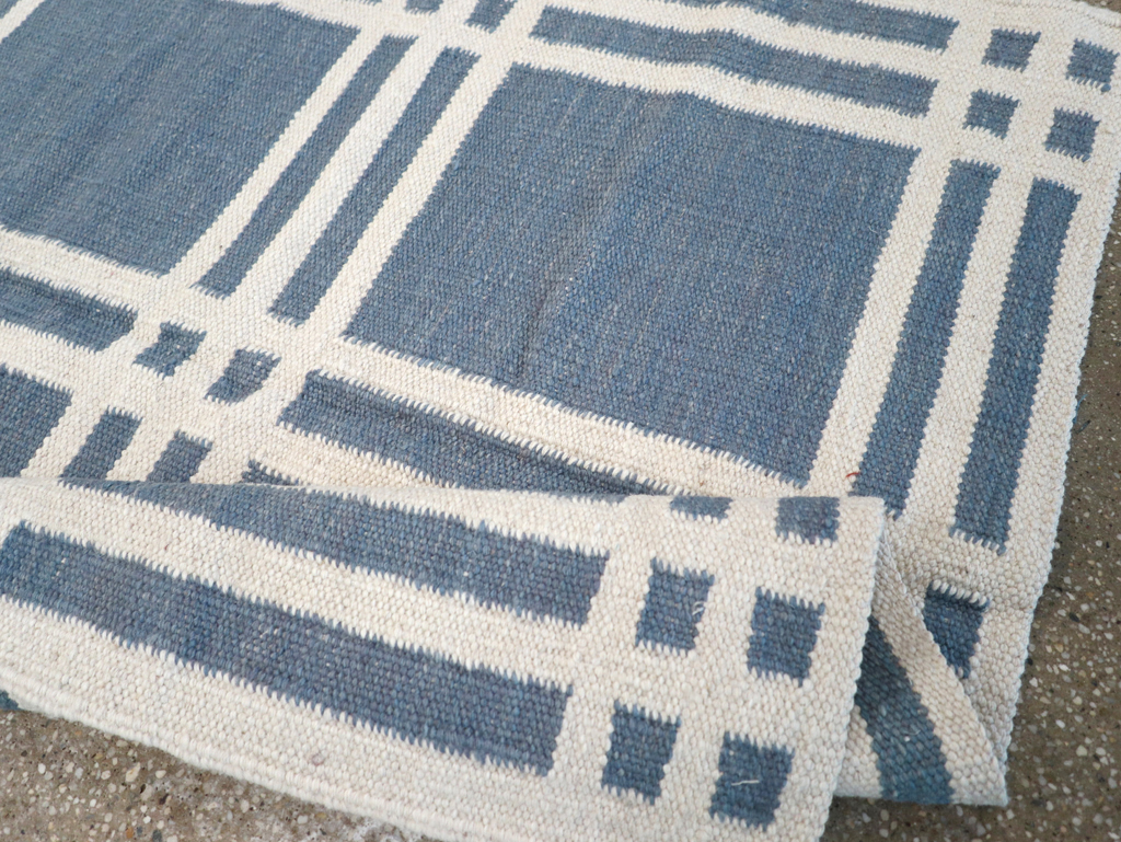 Swedish Inspired Contemporary Turkish Flatweave Accent Rug, No.32505 - Staging