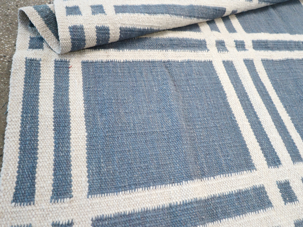 Swedish Inspired Contemporary Turkish Flatweave Accent Rug, No.32505 - Staging