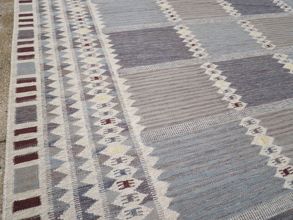 Swedish Inspired Contemporary Turkish Flatweave Room Size Carpet, No.32506 - Staging