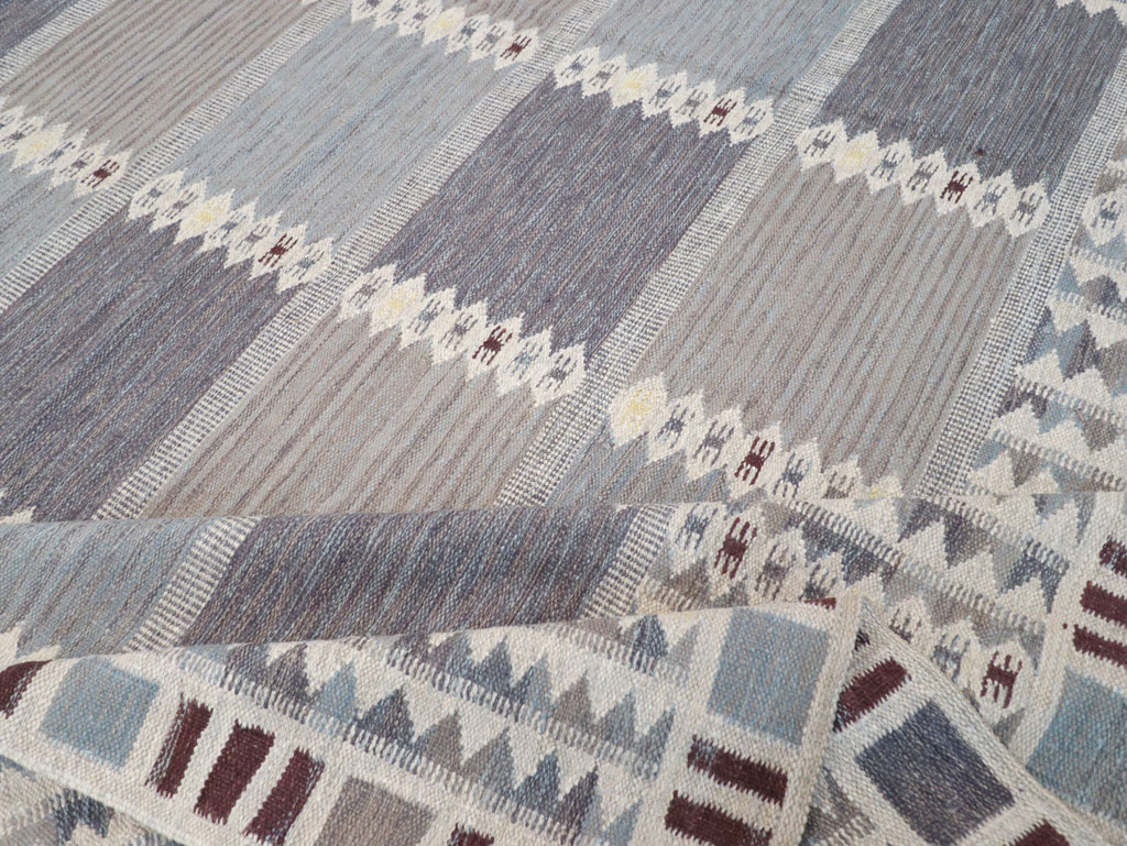 Swedish Inspired Contemporary Turkish Flatweave Room Size Carpet, No.32506 - Staging