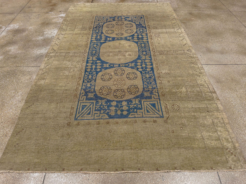 Antique East Turkestan Khotan Accent Carpet, No.32511 - Staging