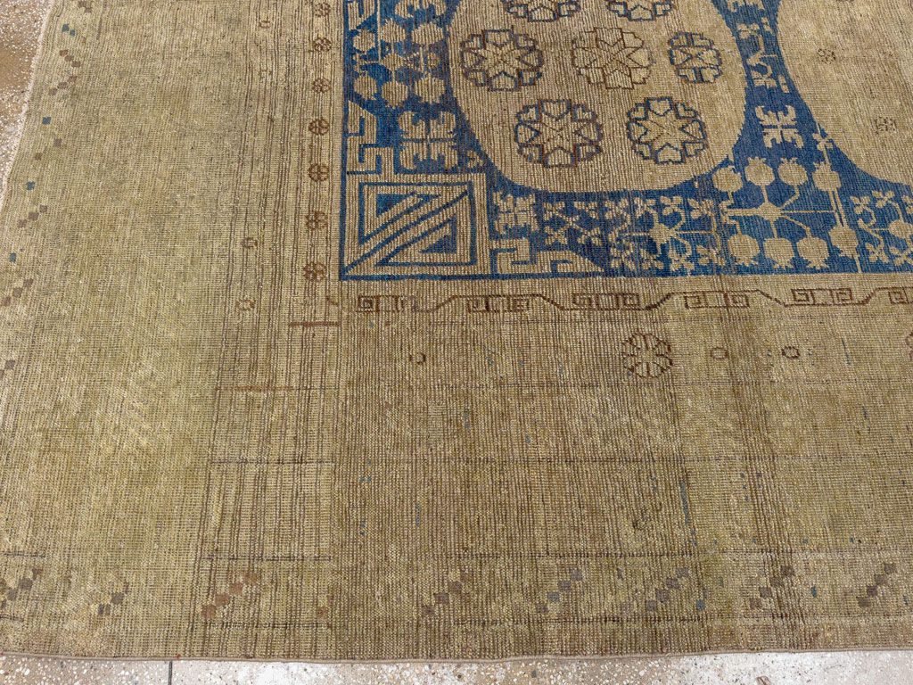 Antique East Turkestan Khotan Accent Carpet, No.32511 - Staging