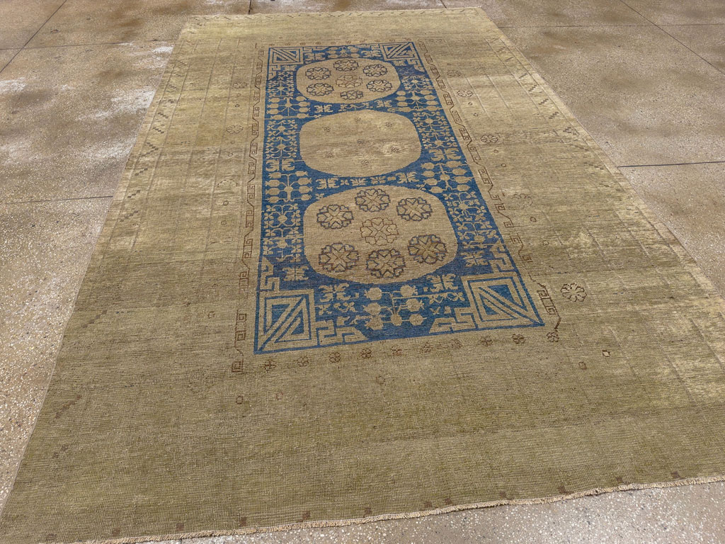 Antique East Turkestan Khotan Accent Carpet, No.32511 - Staging