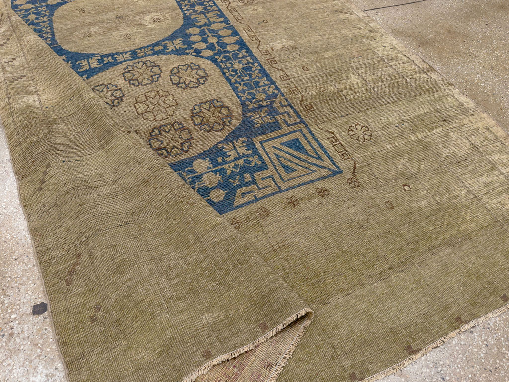 Antique East Turkestan Khotan Accent Carpet, No.32511 - Staging