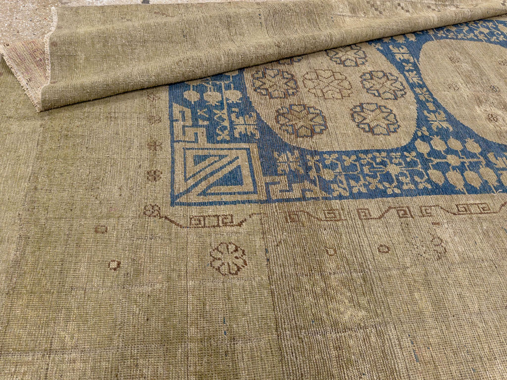 Antique East Turkestan Khotan Accent Carpet, No.32511 - Staging