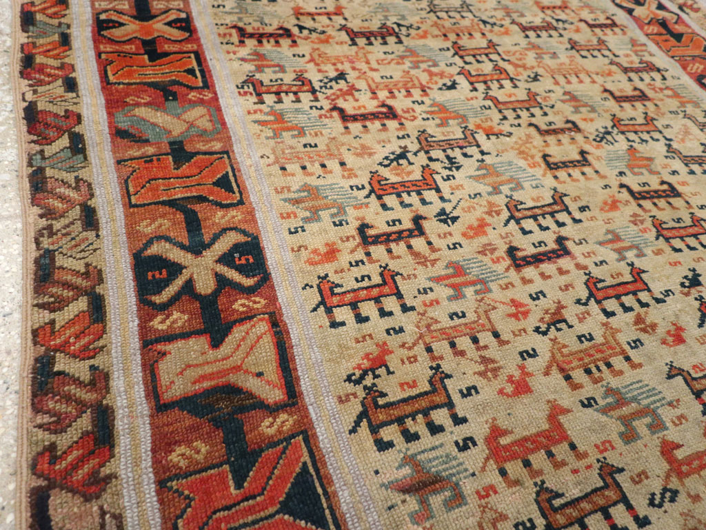Antique Caucasian Shirvan Accent Rug, No.32512 - Staging
