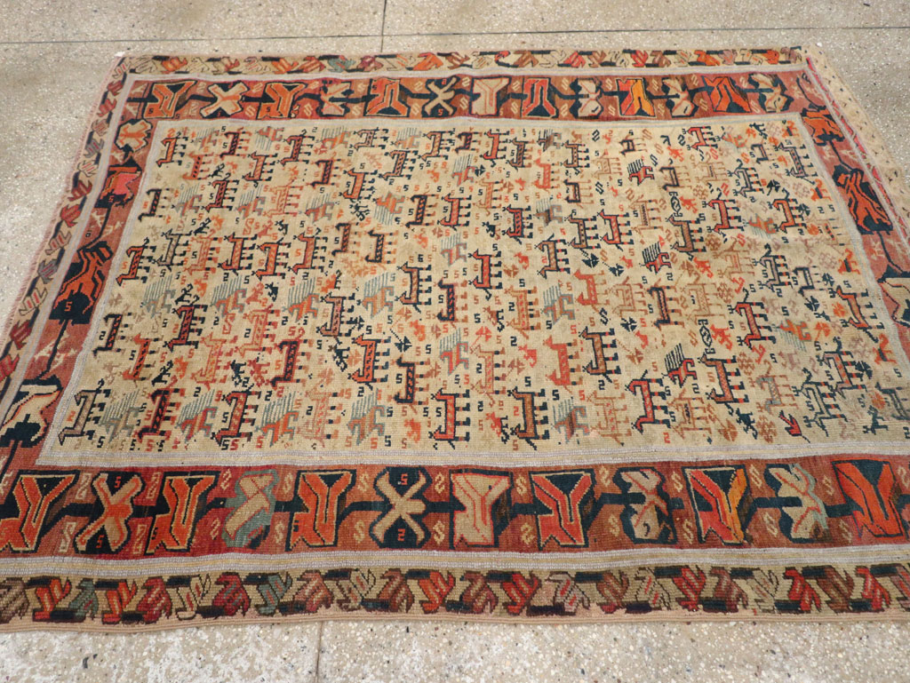 Antique Caucasian Shirvan Accent Rug, No.32512 - Staging