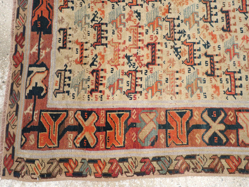 Antique Caucasian Shirvan Accent Rug, No.32512 - Staging