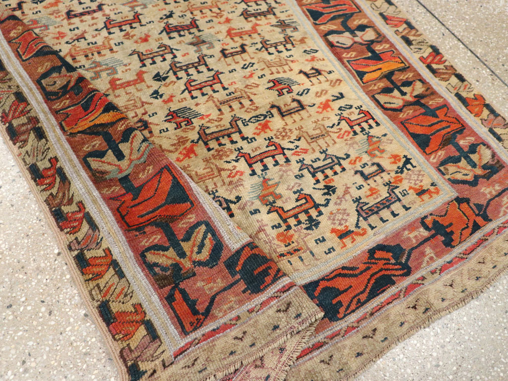 Antique Caucasian Shirvan Accent Rug, No.32512 - Staging