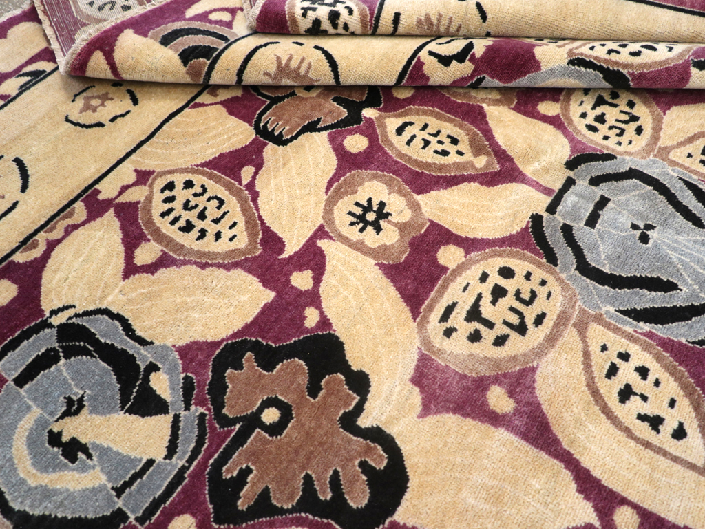 Modern Turkish Art Deco Style Room Size Carpet, No.32520 - Staging