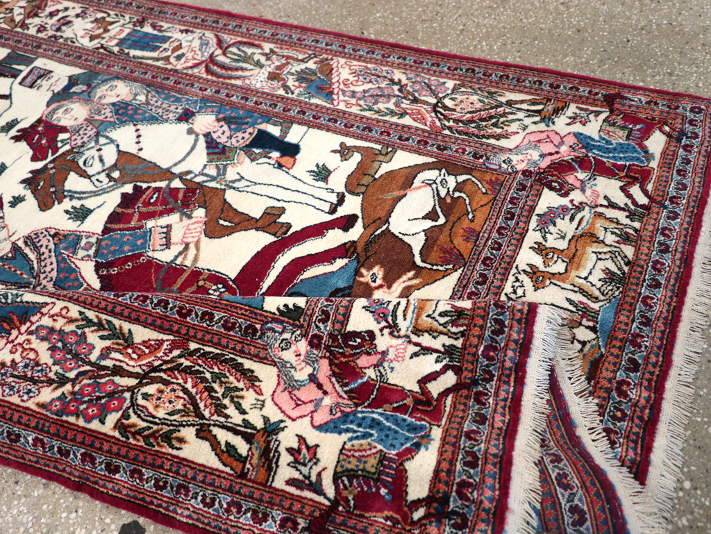 Vintage Persian Pictorial Kashan Rug, No.32528 - Staging