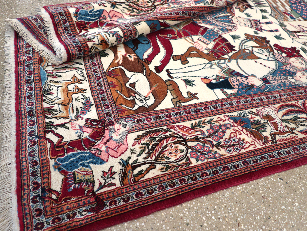 Vintage Persian Pictorial Kashan Rug, No.32528 - Staging