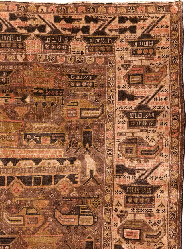 Vintage Afghan Pictorial War Rug, No.32529 - Staging