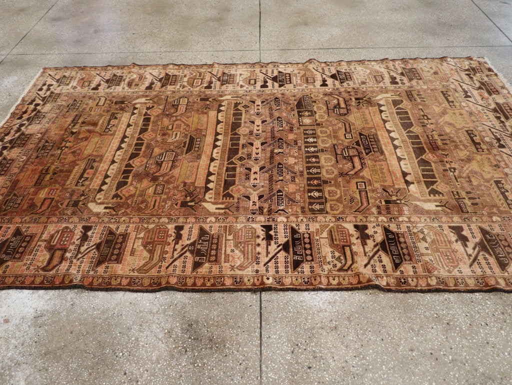 Vintage Afghan Pictorial War Rug, No.32529 - Staging