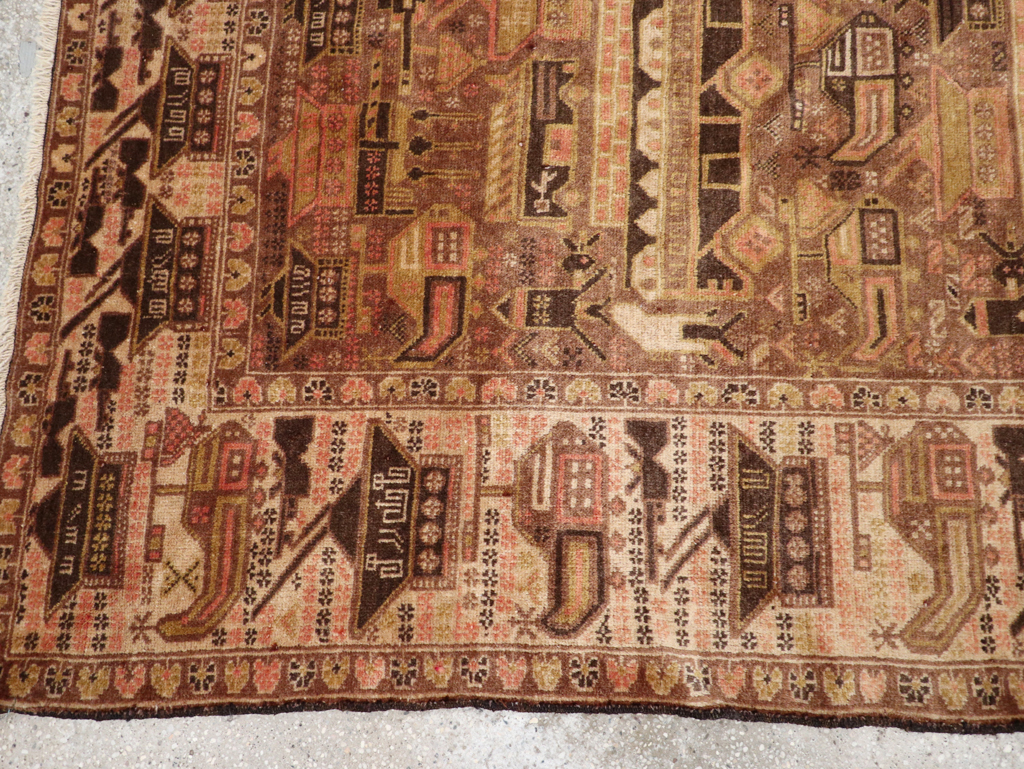 Vintage Afghan Pictorial War Rug, No.32529 - Staging