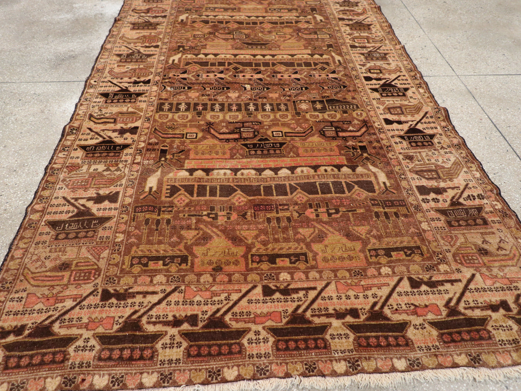 Vintage Afghan Pictorial War Rug, No.32529 - Staging