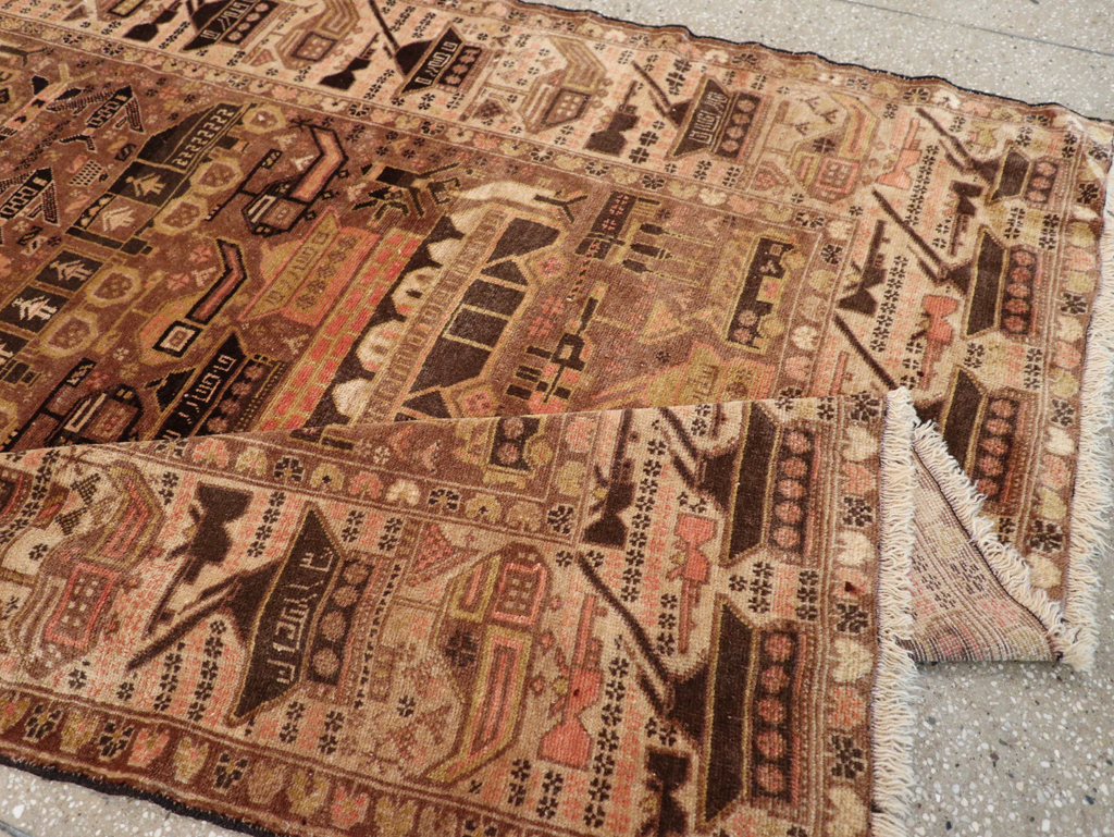 Vintage Afghan Pictorial War Rug, No.32529 - Staging