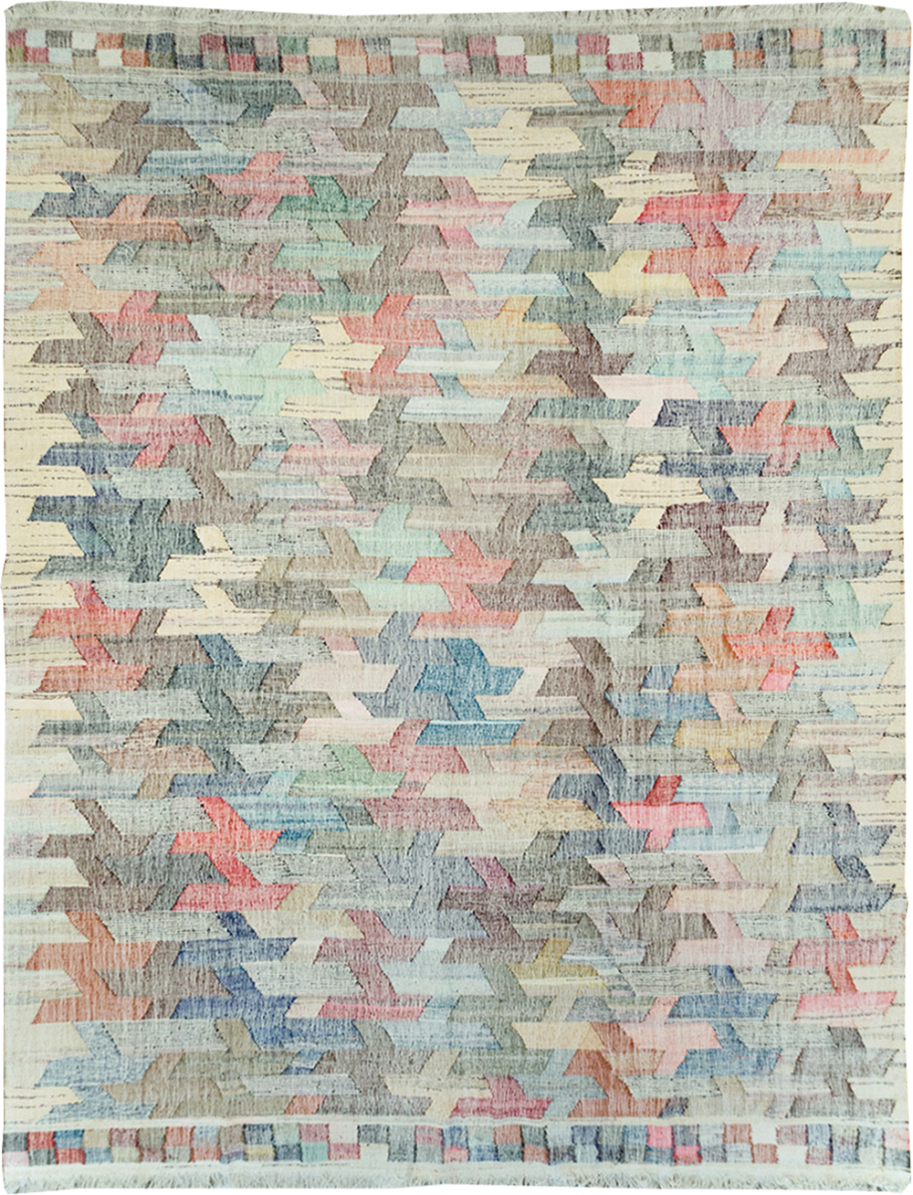 Modern Turkish Flatweave Kilim Large Room Size Carpet, No.32532 - Staging