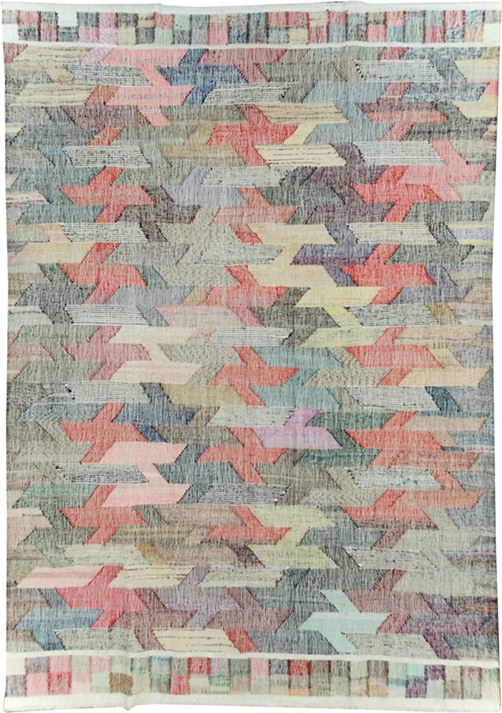 Modern Turkish Flatweave Room Size Carpet, No.32535 - Staging