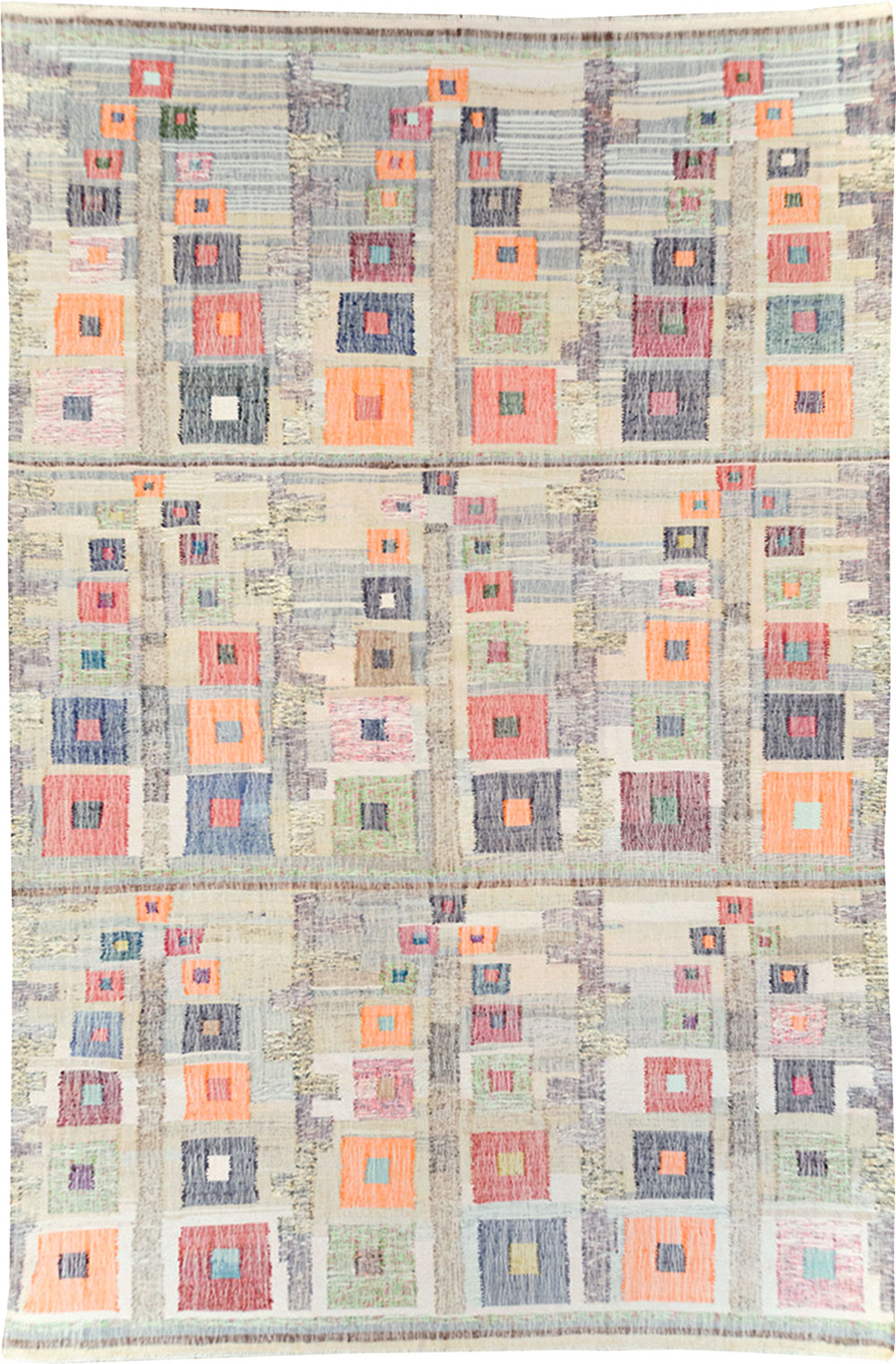 Contemporary Turkish Flatweave Room Size Carpet, No.32536 - Staging